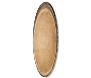 Dekoplatte Baumscheibe natur oval 300x200x4 mm Holzoptik aus Wellpappe mit Offsetdruck