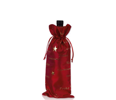 Flaschenbeutel mit Foliendruck "Frohe Weihnachten" Rot, Gold